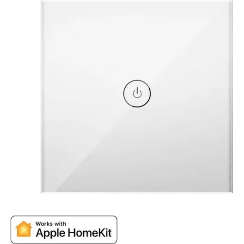 Meross Χωνευτός Διακόπτης Τοίχου Wi-Fi Φωτισμού Μονός με Πλαίσιο Λευκός