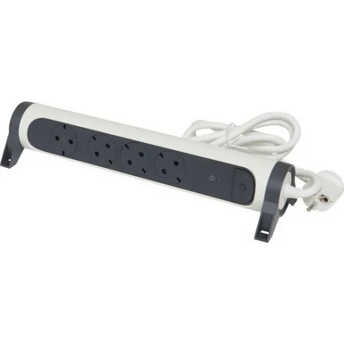 Legrand Πολύπριζο Ασφαλείας 4 Θέσεων με Διακόπτη και Καλώδιο 1.5m Γκρι