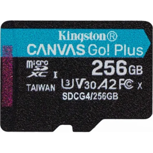 Kingston Canvas Go Plus microSDXC 256GB Class 10 U3 V30 A2 UHS-I με αντάπτορα
