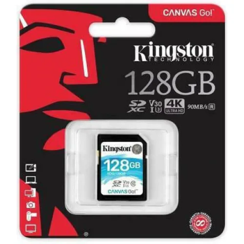 Kingston Canvas Go! SDXC 128GB Class 10 U3 V30 UHS-I