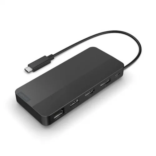 Lenovo Travel Docking Station με Dock / USB-C / Διπλό USB-C HDMI/DisplayPort 4K Ethernet Μαύρο