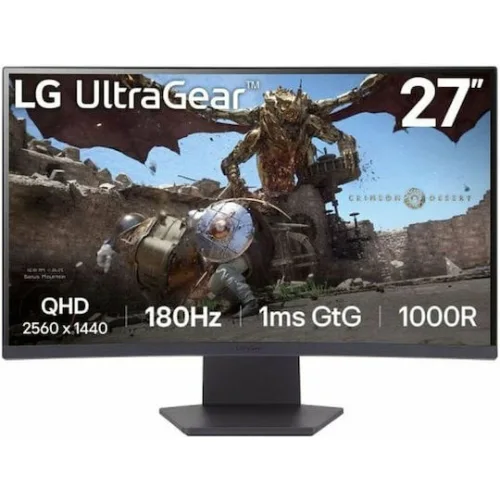 LG UltraGear 27GS60QC-B VA HDR Curved Gaming Monitor 27" QHD 2560x1440 180Hz με Χρόνο Απόκρισης 1ms GTG