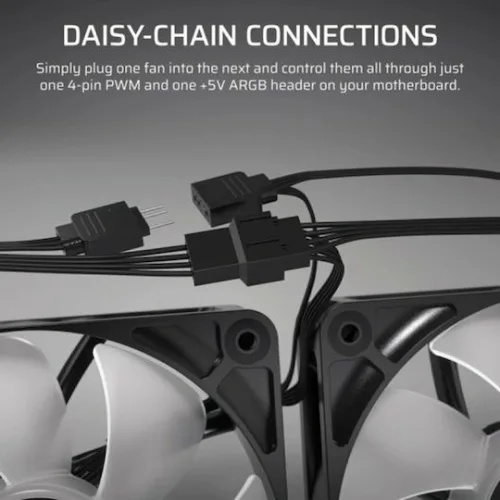 Corsair RS120 Case Fan με ARGB Φωτισμό και Σύνδεση 4-Pin PWM Λευκό