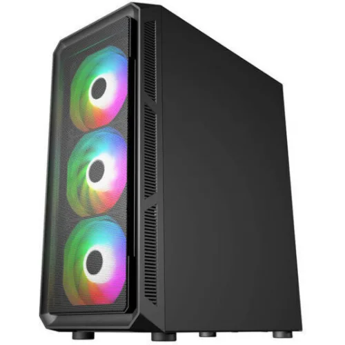 Supercase 19a Series Hermes Gaming Midi Tower Κουτί Υπολογιστή με Πλαϊνό Παράθυρο και RGB Φωτισμό Μαύρο