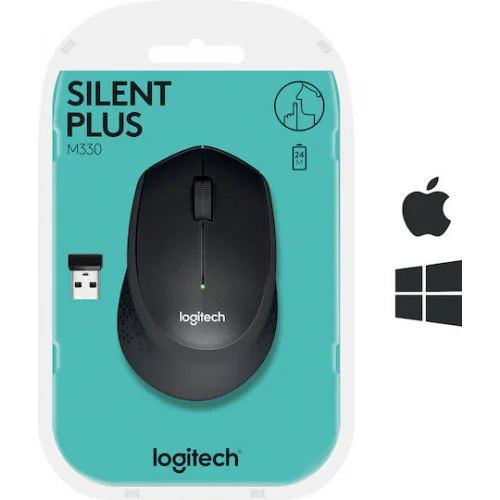 Logitech M330 Silent Plus Ασύρματο Ποντίκι Μαύρο