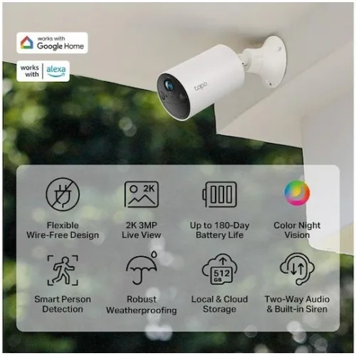 TP-LINK Tapo C410 v1 IP Κάμερα Παρακολούθησης Wi-Fi Full HD+ 3MP Αδιάβροχη Μπαταρίας με Αμφίδρομη Επικοινωνία και Φακό 2.8mm