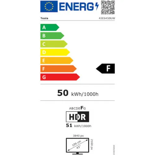 Tesla Smart Τηλεόραση 43" 4K UHD LED Series 6 HDR (2025) 43E645BUW
