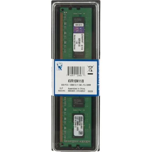 Kingston Valueram DDR3 με Module 1x8GB και Ταχύτητα 1600 για Desktop
