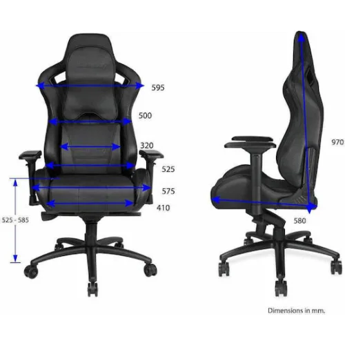 Anda Seat Dark Knight Καρέκλα Gaming Δερματίνης με Ρυθμιζόμενα Μπράτσα Μαύρη
