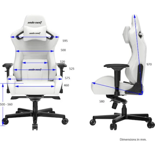 Anda Seat AD12XL Kaiser II Καρέκλα Gaming Δερματίνης με Ρυθμιζόμενα Μπράτσα White