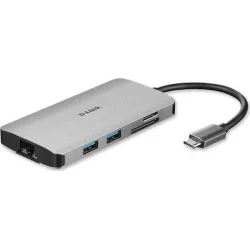 D-Link USB-C Docking Station με HDMI 4K PD Ethernet Ασημί (DUB-M810)