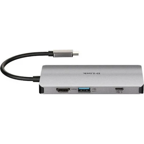 D-Link USB-C Docking Station με HDMI 4K PD Ethernet Ασημί (DUB-M810)