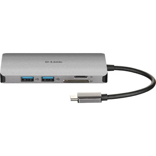 D-Link USB-C Docking Station με HDMI 4K PD Ethernet Ασημί (DUB-M810)