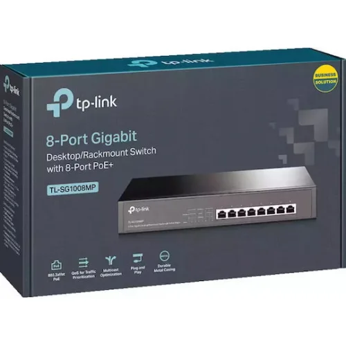 TP-LINK TL-SG1008MP v4 Unmanaged L2 PoE+ Switch με 8 Θύρες Gigabit (1Gbps) Ethernet και 8 SFP Θύρες