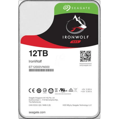 Seagate IronWolf Nas 12TB HDD Σκληρός Δίσκος 3.5" SATA III 7200rpm με 256MB Cache για NAS