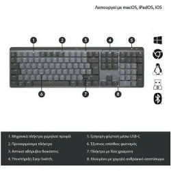 Logitech MX Mechanical Tactile Ασύρματο Bluetooth Πληκτρολόγιο Αγγλικό US