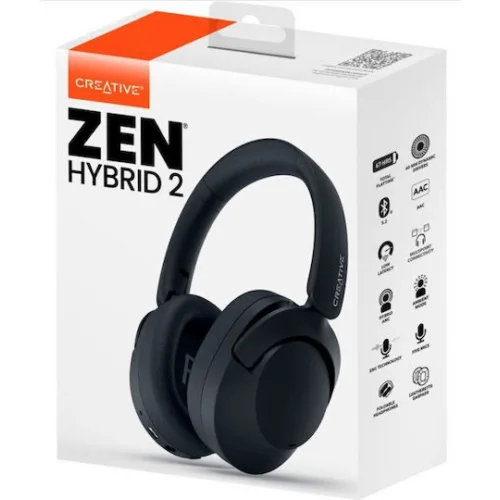 Creative Zen Hybrid 2 Ασύρματα / Ενσύρματα Over Ear Ακουστικά με Ραδιόφωνο με 67 ώρες Λειτουργίας και Quick Charge Μαύρα Creative Zen Hybrid 2 Ασύρματα / Ενσύρματα Over Ear Ακουστικά με Ραδιόφωνο με 67 ώρες Λειτουργίας και Quick Charge Μαύρα