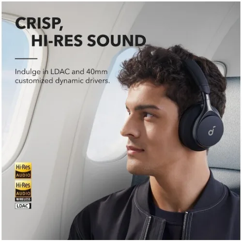 Anker Space One Ασύρματα / Ενσύρματα Over Ear Ακουστικά με 55 ώρες Λειτουργίας Μαύρα