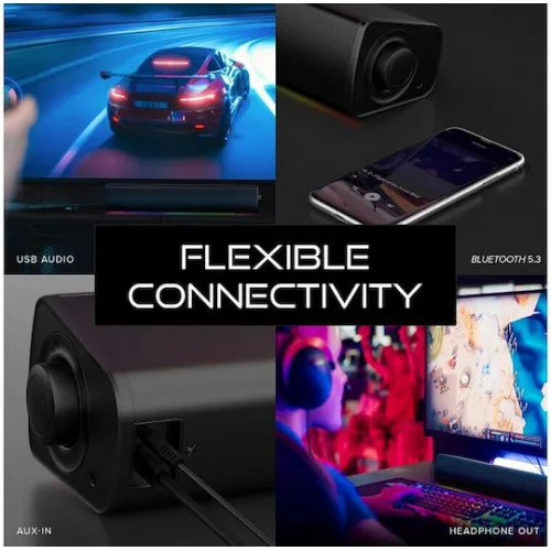 Creative Sound Blaster GS3 Ασύρματα Ηχεία Υπολογιστή 2.0 με RGB Φωτισμό και Bluetooth Ισχύος 24W σε Μαύρο Χρώμα