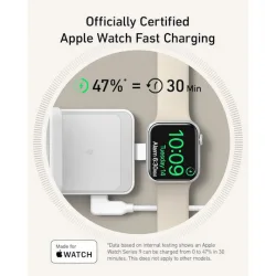 Anker Φορτιστής Magsafe 15W Λευκός (MagGo 3-in-1 Foldable)