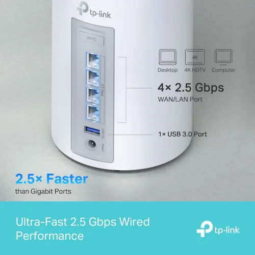 TP-LINK Deco BE65 BE9300 v1 WiFi Mesh Network Access Point Wi‑Fi 7 Tri Band (2.4 & 5 & 6GHz) σε Τριπλό Kit