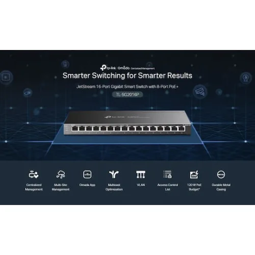 TP-LINK TL-SG2016P v1 Managed L2 PoE+ Switch με 16 Θύρες Ethernet