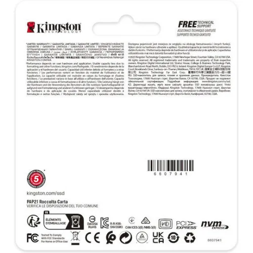 Kingston NV3 SSD 1TB M.2 NVMe PCI Express 4.0