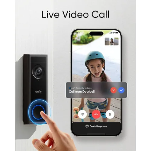 Eufy C31 Ασύρματο Κουδούνι Πόρτας Wi-Fi Συμβατό με Alexa και Google Home Μαύρο