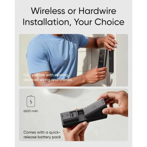 Eufy C31 Ασύρματο Κουδούνι Πόρτας Wi-Fi Συμβατό με Alexa και Google Home Μαύρο