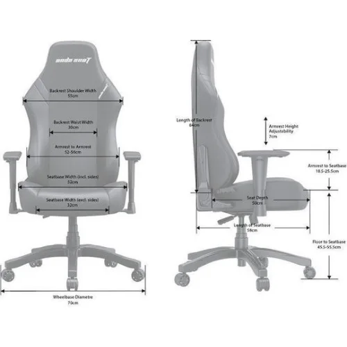 Anda Seat Luna Large Υφασμάτινη Καρέκλα Gaming με Ρυθμιζόμενα Μπράτσα Μαύρη