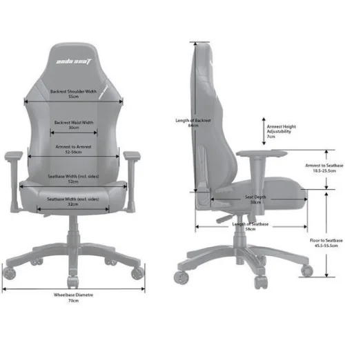Anda Seat Luna Large Υφασμάτινη Καρέκλα Gaming με Ρυθμιζόμενα Μπράτσα Μαύρη