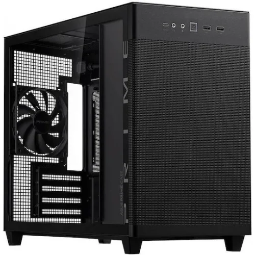Asus Prime AP201 TG Gaming Micro Tower Κουτί Υπολογιστή με Πλαϊνό Παράθυρο Black