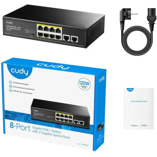 Cudy GS1010P Unmanaged L2 PoE+ Switch με 8 Θύρες Ethernet