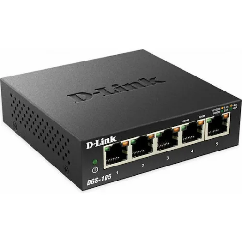 D-Link DGS-105 Unmanaged L2 Switch με 5 Θύρες Gigabit (1Gbps) Ethernet D-Link DGS-105 Unmanaged L2 Switch με 5 Θύρες Gigabit (1Gbps) Ethernet