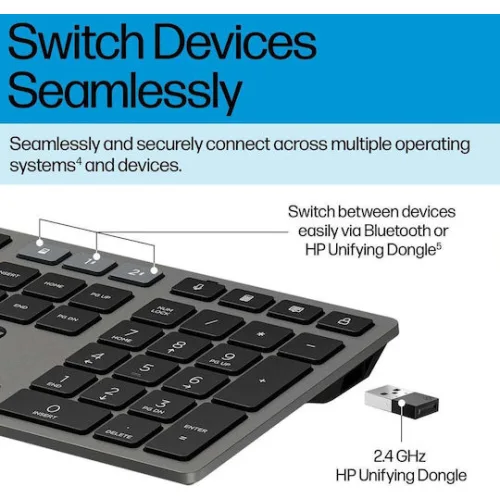 HP HP 725 Ασύρματο Bluetooth Σετ Πληκτρολόγιο & Ποντίκι International English