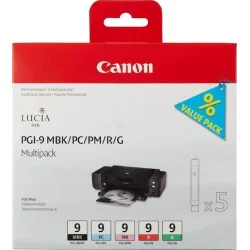 Canon PGI-9 Γνήσιο Πακέτο 5 Μελανιών Εκτυπωτή InkJet Matte Μαύρο / Photo Κυανό / Photo Ματζέντα / Κόκκινο / Πράσινο (1033B013)
