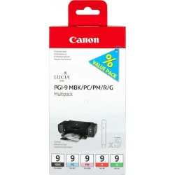 Canon PGI-9 Γνήσιο Πακέτο 5 Μελανιών Εκτυπωτή InkJet Matte Μαύρο / Photo Κυανό / Photo Ματζέντα / Κόκκινο / Πράσινο (1033B013)