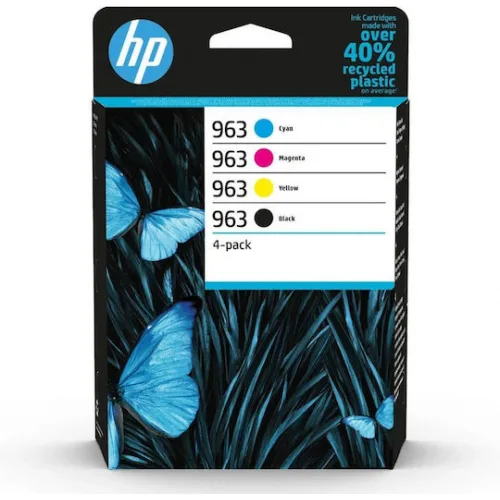 HP 963 Γνήσιο Πακέτο 4 Μελανιών Εκτυπωτή InkJet Κίτρινο / Κυανό / Ματζέντα / Μαύρο (6ZC70AE)