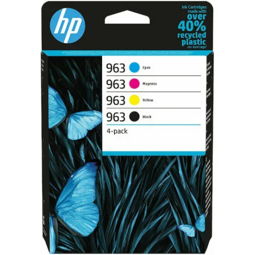 HP 963 Γνήσιο Πακέτο 4 Μελανιών Εκτυπωτή InkJet Κίτρινο / Κυανό / Ματζέντα / Μαύρο (6ZC70AE)