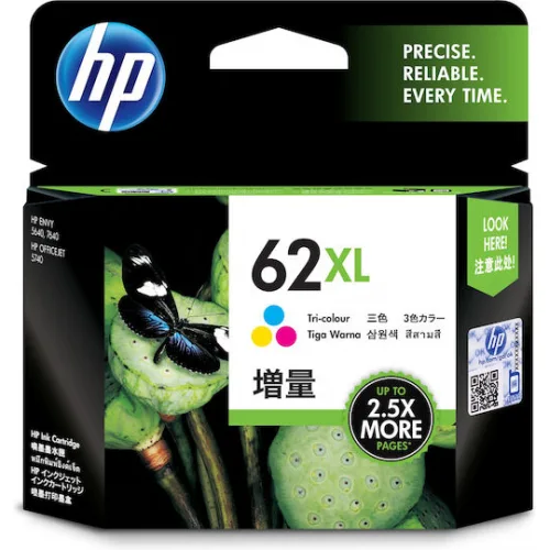 HP 62XL Γνήσιο Μελάνι Εκτυπωτή InkJet Πολλαπλό (Color) (C2P07AE)
