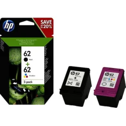 HP 62 Γνήσιο Πακέτο 2 Μελανιών Εκτυπωτή InkJet Πολλαπλό (Color) / Μαύρο (N9J71AE)