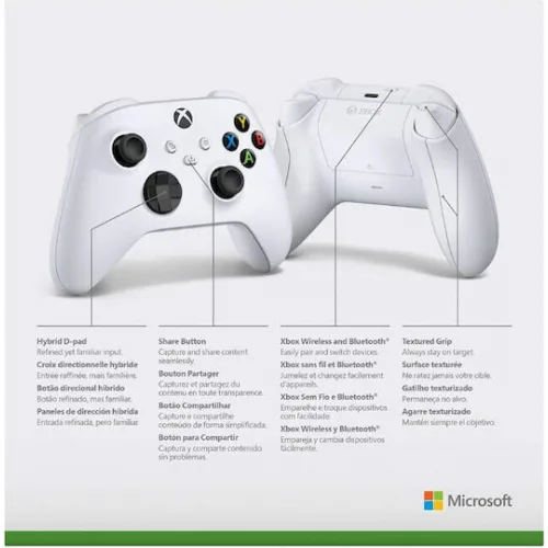 Microsoft Xbox Series Controller QAS-00009 Ασύρματο Robot White