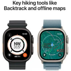 Apple Watch Ultra 3 Titanium 49mm Αδιάβροχο με eSIM και Παλμογράφο (Black Titanium Case with Black Ocean Band)