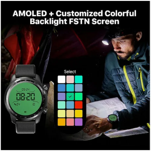 Ticwatch Pro 3 Ultra Stainless Steel 48mm Αδιάβροχο Smartwatch με Παλμογράφο (Shadow Black)