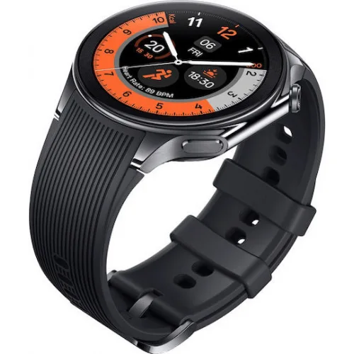 Oppo Watch X Stainless Steel 47mm Αδιάβροχο με Παλμογράφο (Platinum Black)