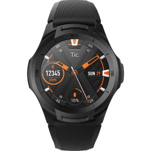 Ticwatch S2 47mm Αδιάβροχο Smartwatch με Παλμογράφο (Μαύρο)