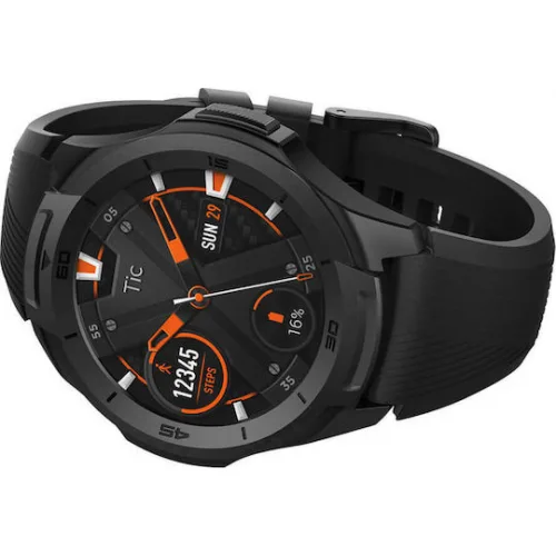 Ticwatch S2 47mm Αδιάβροχο Smartwatch με Παλμογράφο (Μαύρο)