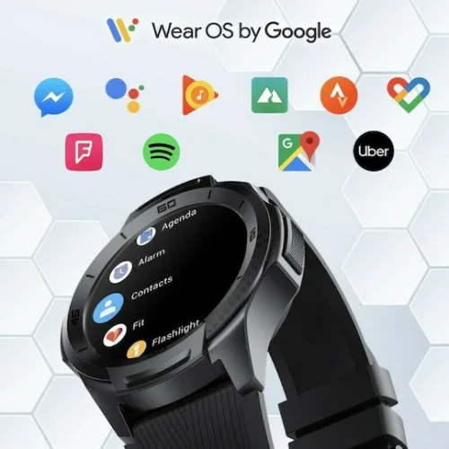 Ticwatch S2 47mm Αδιάβροχο Smartwatch με Παλμογράφο (Μαύρο)