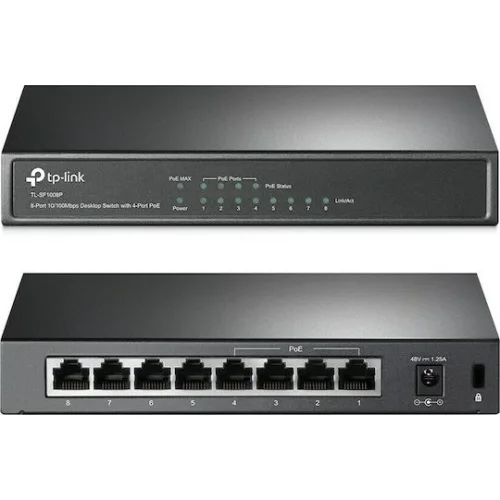 TP-LINK TL-SF1008P v4 Unmanaged L2 PoE Switch με 8 Θύρες Ethernet