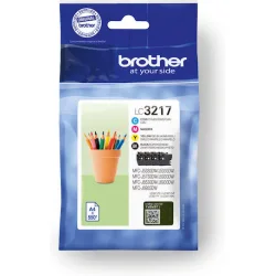 Brother LC3217 Γνήσιο Πακέτο 4 Μελανιών Εκτυπωτή InkJet Κίτρινο / Κυανό / Ματζέντα / Μαύρο (LC-3217VP)